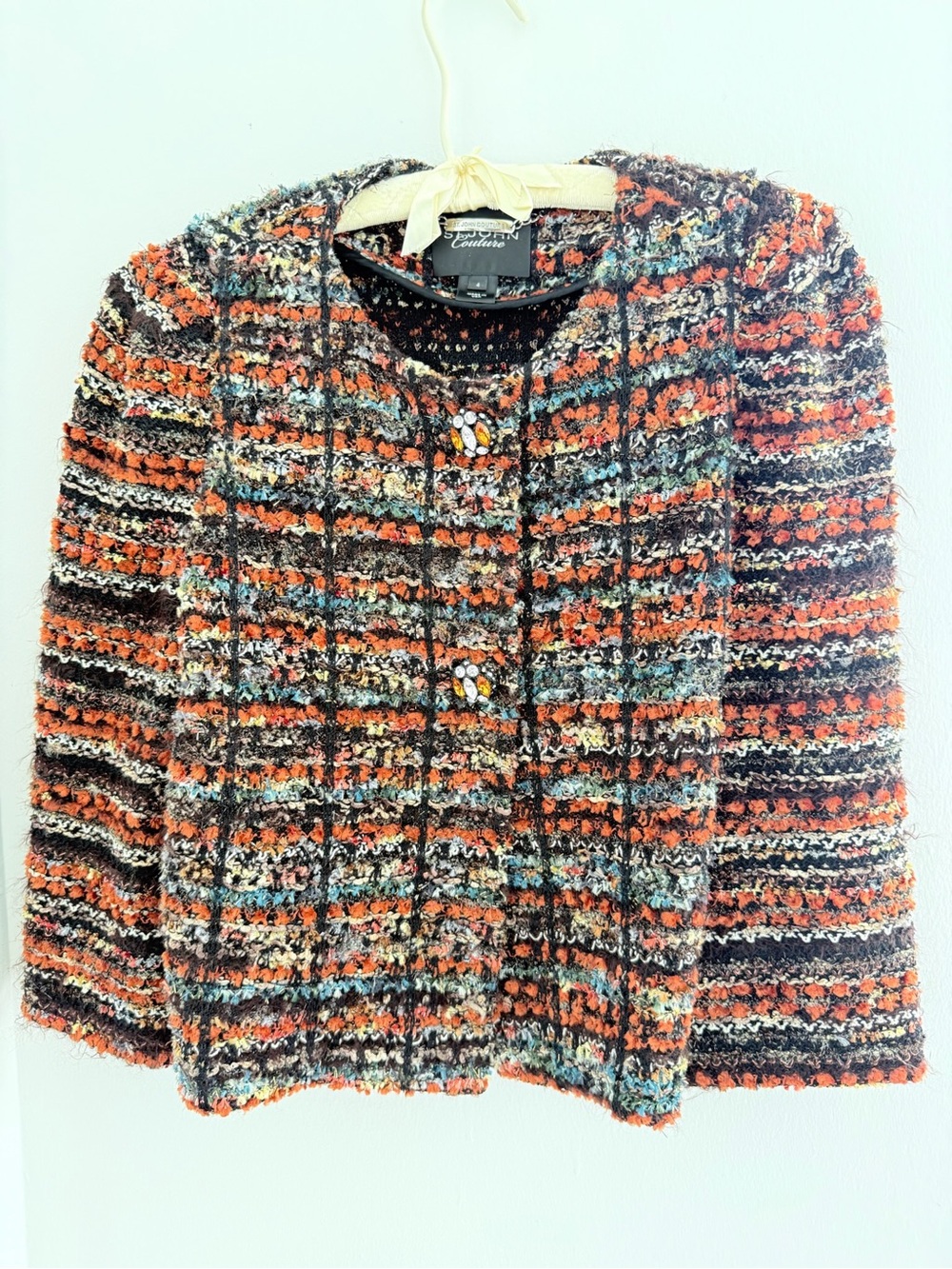 St. John Couture Multicolor Bouclé Knit Jacket Sz 4